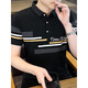 Camiseta de manga corta de la solapa de hombre Pier Cardin Cardin Middla de algodón de manga corto 2025 Summer New Style Dad Middle-Edy y Young Slim Shirt Camiseta a rayas Negro Anti-Camiseta Menores K12129 Khaki +K1717 XL