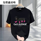Xicheng Herculesen Trendy versátil versátil de algodón pesado de algodón pesado de algodón casual de verano suelto impreso Camiseta media manga de cuello