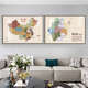 Primer concepto de la sala de estar Pintura de decoración de la sala Sofá Muro de la pared China Mapa del mundo Mapa colgante Mapa del mapa Biblioteca dormitorio Shandong Provincia 150100cm Versión horizontal Noble Black Frame de moda y versátil