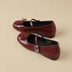 
ZHR single shoes for women with light mouth round toe bow Mary Jane women's shoes with skirt heightened ballet women's shoes AH687 burgundy 37