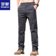 ROMON (ROMON) 2025 new semi-elastic waist casual pants for men middle-aged versatile simple straight elastic pure cotton men's pants spring and summer black 6621 28