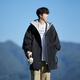 NYING American hooded windbreaker jacket men's 25 autumn and winter new fashion brand outdoor workwear mid-length loose casual top black XL (120-140Jin Jin equals 0.5kg)