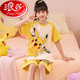 Langsha children's pajamas for women in summer short-sleeved thin cotton student girls cartoon ragbus loose set home clothes MK6623 Yugui dog powder [short set] 10 size [recommended height 110-120] All size