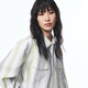 Peacebird [same style in the mall] 25 autumn sea salt milk green striped shirt removable cloak A1CAF3332 Eucalyptus S 155