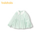 Balabala children's clothing girls long-sleeved shirt 2024 new autumn fresh plaid top white green tone 00414 120