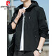 
Pierre cardin spring jacket men's new spring and autumn hooded thin youth loose jacket short solid color jacket K12131 black M [recommended 100-110Jin [Jin equals 0.5 kg]]