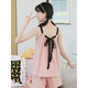 Pema Chate pajamas children's girls big children's suspender pajamas pajamas pants suit girls sleeveless Korean strap center vest two thin styles LDE-11304# blue cherry 165 S size Height 140-150cm Weight 60-8