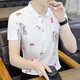 
LA HaiLan Home (HLA) same summer business casual men's short-sleeved T-shirt lapel striped polo shirt we7029 striped white M
