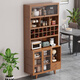 Sizhuge Kitchen Shelves Nordic Sideboard Microwave Oven Home Living Room Cabinet Home Solid Wood Multi-Function Storage Cabinet Wine Cabinet Brown 50 Basic Cabinets (Off the Shelves Once Available)