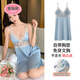 Plastic Meiting summer ice and snow silk sexy nightgown for women with breast pad pure sleeveless suspender skirt thin cool home skirt A11964 M women's style
