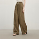 Fan Silanen [Même style que Xu Ruohan] Pantalon à jambes larges de café en vrac paresseux et décontracté 2025 Pantalon décontracté d'été pour les femmes à rayures Café M
