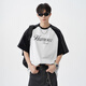 Dingfengbaoluo American T-shirt Men's Men's Summer Loose Contrast Couleur Couleur décontractée Hl74 White Grey M
