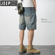 Jeep Spirit American Casual Retro Beggar a déchiré un short denim Shorts pour hommes et un pantalon à cinq points à la mode masculin en été. Moyen 719 bleu 28 95-110jin [Jin est égal à 0,5 kg]