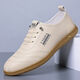 Xiaohuilijia Herrenschuhe 2025 Sommer neuer Männer weicher alleiniger weißer weißer Schuhe mit einem Fuß faulen Fahrschuhen Mode lässige Lederschuhe 9712-1 Weißer Hollow Style 38
