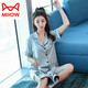 
Catman (MiiOW) short-sleeved shorts pajamas for women with high-end ice silk new summer solid color imitation silk suit thin casual home clothing 3899 bean paste color L (weight 99 to 108)