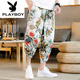 Playboy (Playboy) Shorts Herren Sommer dünne Wäsche geschnittene Hosen Wind große Harem Hosen Loose Ice Seide Baumwolle Casual Hosen Farbe K28-2 3xl