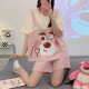 Opeodly pajamas for women for summer 2025 new loose women short-sleeved spring and autumn casual home clothes summer 684 strap bear XL [Suggested 112-125Jin [Jin equals 0.5 kg]]