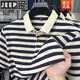 
JEEP SPIRIT short-sleeved T-shirt for men 2025 new striped lapel casual half-sleeved summer loose thin men short-sleeved POLO L9906 black M 165 recommended 90-120Jin [Jin equals 0.5 kg]
