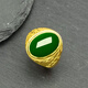 MHFDO red gold men's ring gold inlaid with jade and field chalcedony fashionable gold-plated adjustable men's gift 6.5g