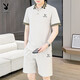 Playboy (Playboy) High-End-Lapel-Shorts-Shorts-Shorts für Herren-Sommer-High-End-Freizeitsportarten zweiteiler Set Herren-Kleidung für Herren bequeme, off-weiße 9902 [Set] M [Vorgeschlagen 90-105jin [Jin gleich 0,5 kg]]]