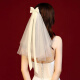 Jiayan NUEVO estilo coreano Velo pequeño y un velo y un velo y una novia Accesorios de boda Photo Studio Photo Veil Multi-capa Estilo hinchado 09 Bow Large Bow White 60cm-80cm