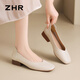 Zhr Chaussures de bateau à talons épais pour les femmes, bouche légère Chaussures de femmes simples pour commuter les chaussures simples pour femmes ah677 beige 37
