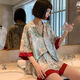 UKUHPKins春秋冰丝短袖短裤睡衣女夏季感休闲可外穿家居服套装 套LW9214【丝滑凉感型】 M 【建议80-100斤】