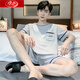 Langsha Sommer Herren-Pyjamas Kurzarm Shorts Cotton Teenager Jugendliche koreanische Studentin großer Home-Anzug mit mittlerem Alter dünne 9930 l Männer (Empfohlen 100-130jin [Jin gleich 0,5 kg])