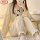 Langsha Pyjamas (Langsha) Frauen Frühlings- und Herbst-Spitzen-Spitzen-Lace Casual Princess Style Bow 2025 Neues Ins Girls 'Home Clothing Set 1105 Butterfly Spitzenkragen [Langarmanzug] M 70-95jin [Jin gleich 0,5 kg]