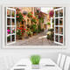 Qilicai landscape painting wall stickers three-dimensional mural stickers self-adhesive living room background wall decoration painting fake window simulation stickers landscape landscape T-1342 comes with adhesive super large splicing width 300cm * height 200c