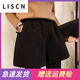 LISCN2023 new autumn and winter woolen shorts women's high-waisted A-line wide-leg pants slimming leggings boot pants black L