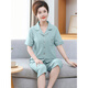 Langsha (langsha) mother cardigan pajamas for women in summer pure cotton short-sleeved cropped pants large size thin style middle-aged and elderly mothers home clothing set 9898# 4XL [Suggested 180-200Jin [Jin equals 0.5 kg]]