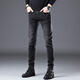 
Jinba brand men's summer thin black jeans men's slim feet Korean version high-end elastic casual high-end trousers 1048-Black 38