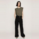 moussy&sly2025夏季简约纯色坎肩圆领无袖休闲针织背心030ISR80-3271 军绿色150 S
