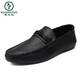 Woodpecker men's beans shoes Korean version of business work casual leather shoes breathable and versatile non-slip one-legged men's shoes 2025 summer D826 black 41 small