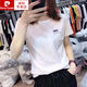 Pierre Cardin 2025 Sommer neuer Stil Front Schulter weiß kurzärmelig T-Shirt für Frauen schöne dünne lose große Baumwoll-T-Shirt Top Trendy KC693 Weiß M.