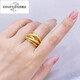 Iosn5D hard gold gold five-ring ring for women 999 solid gold interlocking brushed shiny ring index finger ring for girlfriend 16# about 2.60g