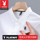 花花公子（PLAYBOY）高档纯棉濮森保罗POLO衫小马标夏季潮牌短袖t恤男士翻领体恤上衣 官方店品牌6626雾蓝 长袖款 M 48/