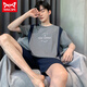 Catman Miiow Herren Pyjamas Sommer reines Baumwoll-Kurzärmel-Anzug mittelgürt und Fett Pluspuxuelle Größe Lose dünne, halbärmelige Hauskleidung 9922 l [vorgeschlagen 95-120 Jin [Jin ist gleich 0,5 kg]]
