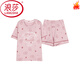 浪莎（LangSha）夏季女士短袖睡衣套装自带胸垫一体宽松大码薄款夏天韩版家居服 GXT1047 M (建议75-95斤)