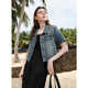 Three Color 2025 Summer New Retro Denim Jacket Lapel Front Shoulder Short Sleeve Cardigan Pure Cotton Short Casual M
