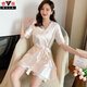 Pajamas yalu pour femmes au printemps et à l'émulation d'émulation en soie à manches courtes à manches courtes à manches mignonnes mignonnes glace mignonne de style coréen de style coréen