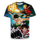 Giselon One Piece Short Sleeve Summer One Piece Zoro Anime T-shirt Primary and Secondary School Students and Teenagers on the 3D Printing Trend Burning Ace TXU1480 S Suitable for weight 80-90 Jin [Jin equals 0.5 kg]