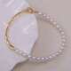 Chili DIY Pearl Accessories S925 Sterling Silver K Gold Craft Fashion Irregular Bracelet Bracelet Hand Decoration Pearl Empty Accessories S925 Silver-Golden Bracelet Does Not Include Pearls