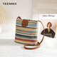 TeenMix (TeenMix) Frauenbeutel gewebtes Handy -Tasche Regenbogen Crossbody Tasche mit vielseitigem Eimer -Tasche zum Geburtstag Geschenk für Freundin Regenbogen hellbraun