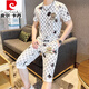 皮尔卡丹（pierre cardin）轻奢欧货短袖男装夏季潮牌潮流高端冰丝速干t恤男士穿搭一整套装 829卡其色套装 2XL 适合135-150斤