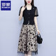 Romon (Romon) mittlere Frau mittleren Alters, Sommerkleid für Frauen Neues Stil Mode Temperament Mesh Fake zweiteiliger Anzug Rock Schwarz L (110jin [Jin gleich 0,5 kg] oder weniger)