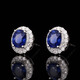 Tingliang sapphire stud earrings, diamonds, 18K gold inlaid with 0.6ct natural Sri Lankan royal sapphire Princess Diana style earrings, blue 1.2 carat, one pair