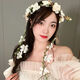 ENRMIIV 2025 new garland headdress Mori girl flower branches and leaves tassel garland headband fashionable forest headband fresh hair accessories Flower Fairy off-white headband one pack