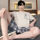 Yalu pijamas verano algodón puro algodón puro ropa de manga corta al estilo para hombres y adolescentes de verano estilo verano de gran tamaño hde-9928 l